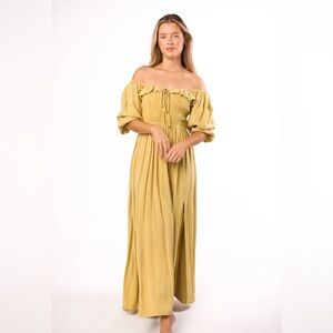 Worth Collective Puff Sleeve Smocked Maxi Dress